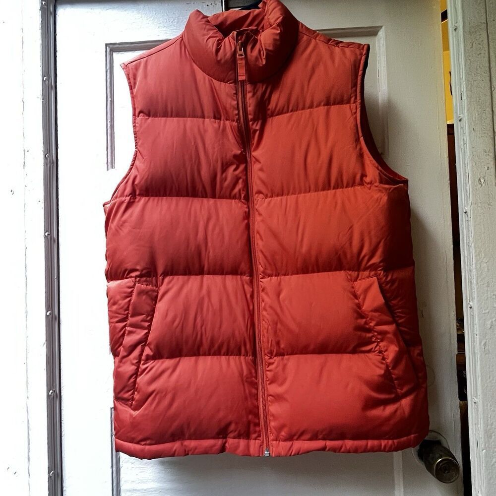 Lands End Goose Down Puffer Fest M (38-40) Orange Insulated Hiking Nature Walk